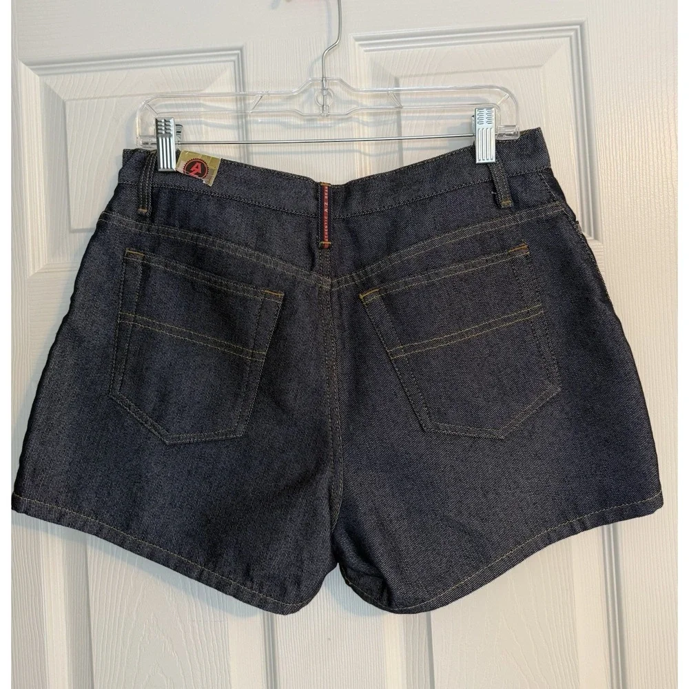 90s Arizona Jeans Dark Indigo Raw Denim Short Sz 11 Gloss Finish High Rise Retro